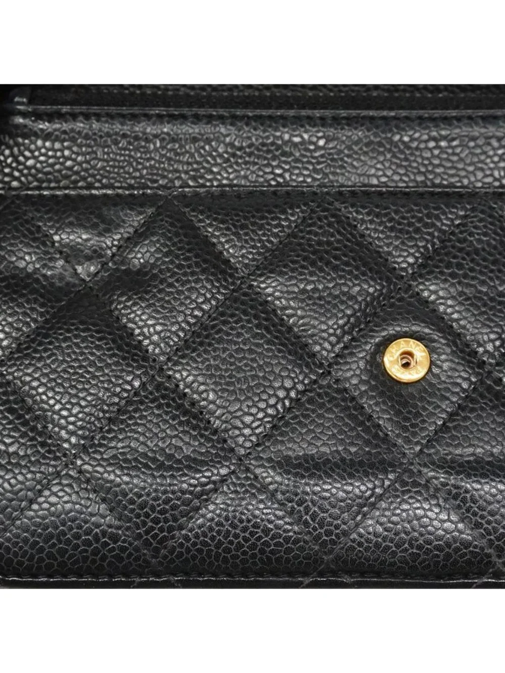 Chanel Wallet on Chain Quilted Caviar Leather Black Gold Shoulder Bag